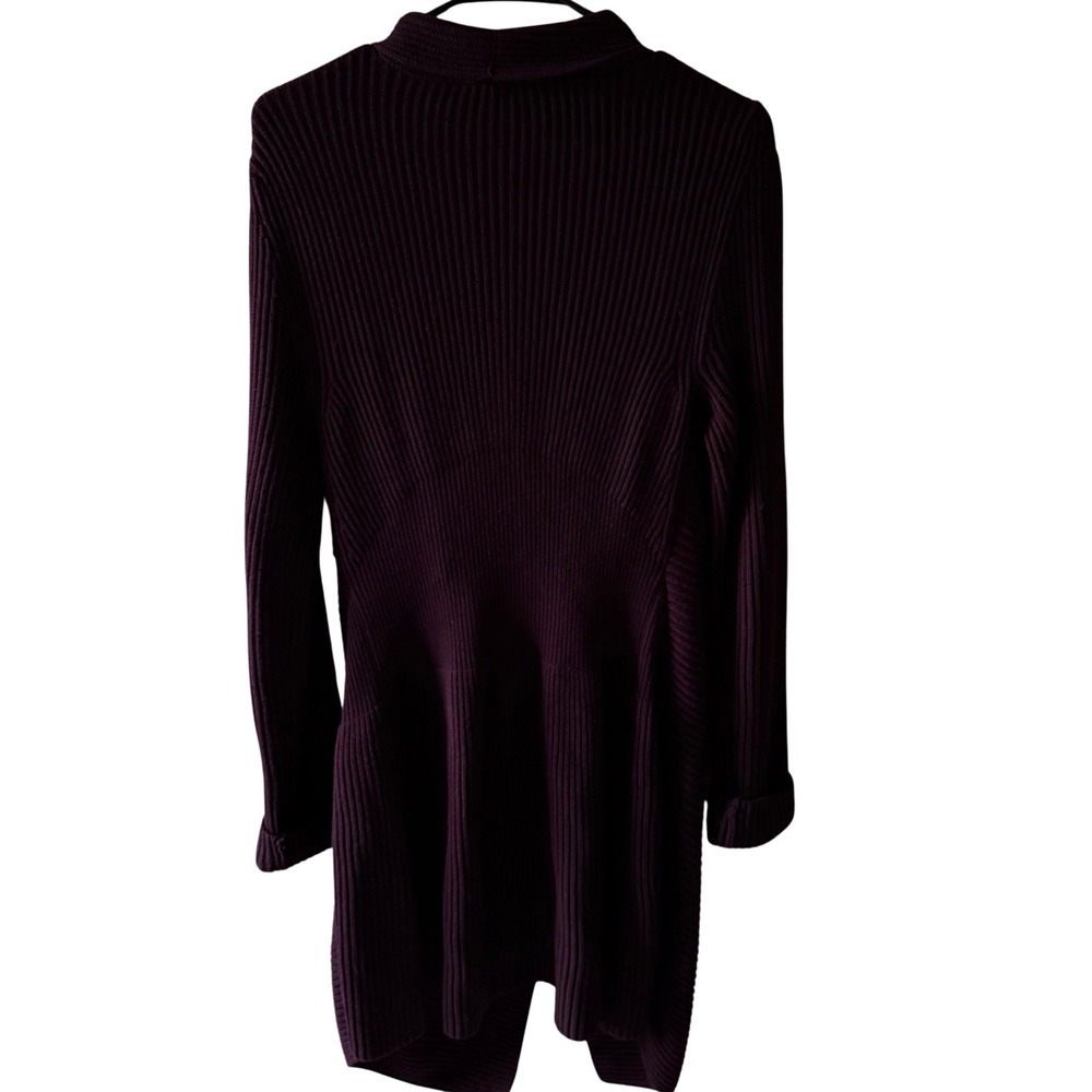 Cabi Fireside Cardigan 3350 Plum Purple Ribbed Knit Draped Shawl Sweater Medium - Picture 2 of 4